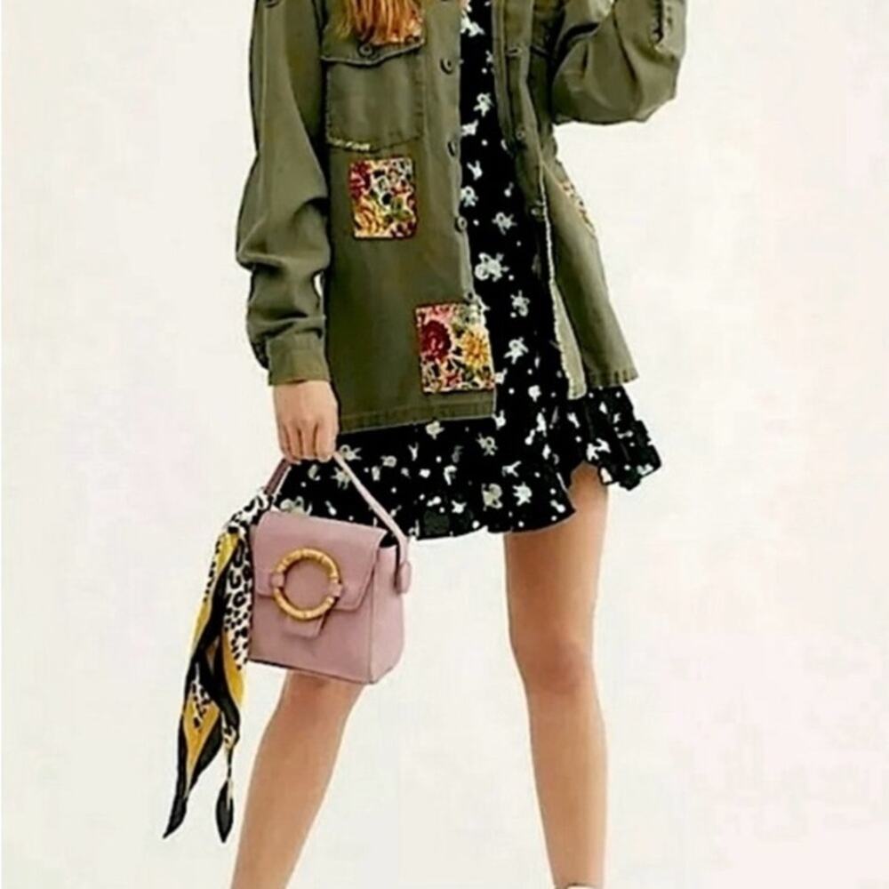 Free People Like A Lady Printed Mini Babydoll Dress Black Floral.Size: M - Picture 5 of 12
